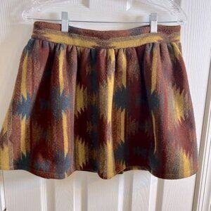 Kenny Vintage Blanket Mini Skirt Santa Fe Southwestern A Line Size Large Wool